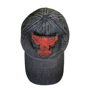 Harley Davidson Logo Orange Sewn Graphic Dad Hat